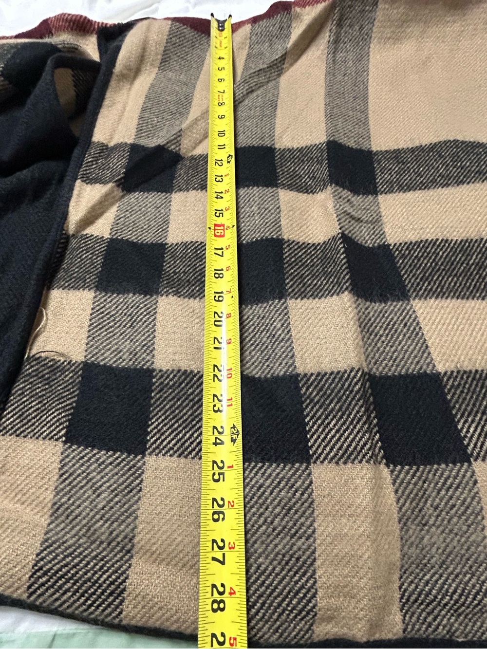 Do everything in love Beige and Black Plaid poncho with Red Trim - Picture 7 of 8